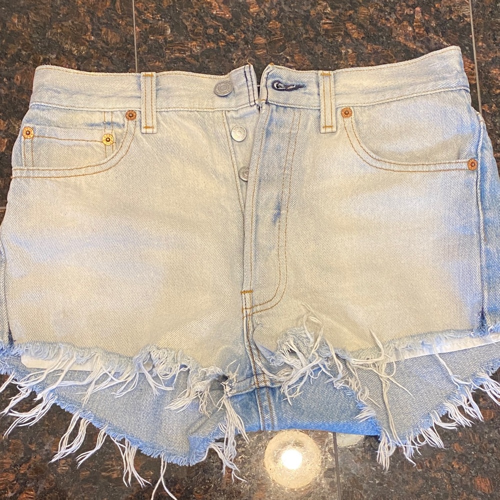 Levi's Custom two toned Frayed Denim Shorts